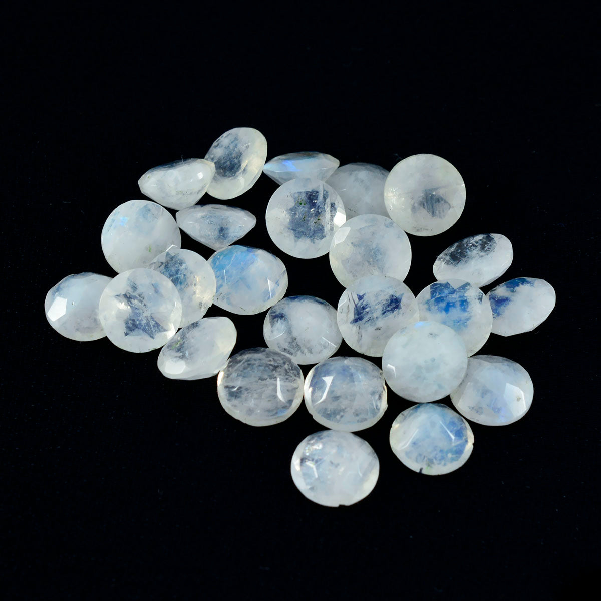 Rainbow Moonstone 10PC Tiny 5x5 MM Round Faceted White Sparkling Semi Precious Gems