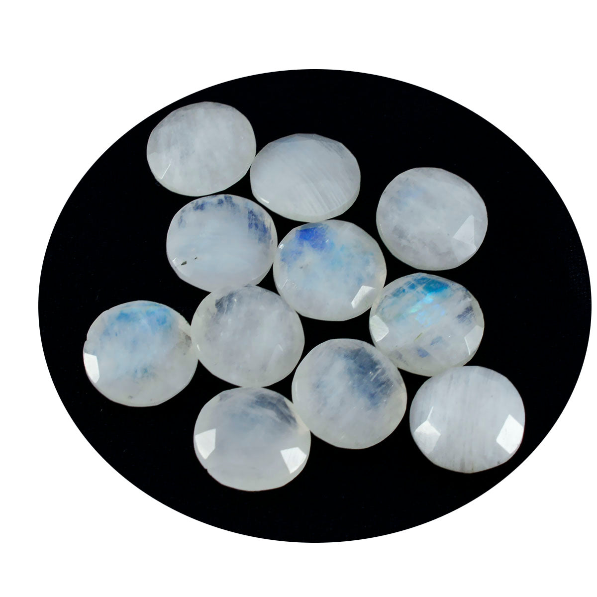 Rainbow Moonstone 1PC Small 8x8 MM Round Faceted White Luster Semi Precious Loose Gemstones Secundaire afbeelding