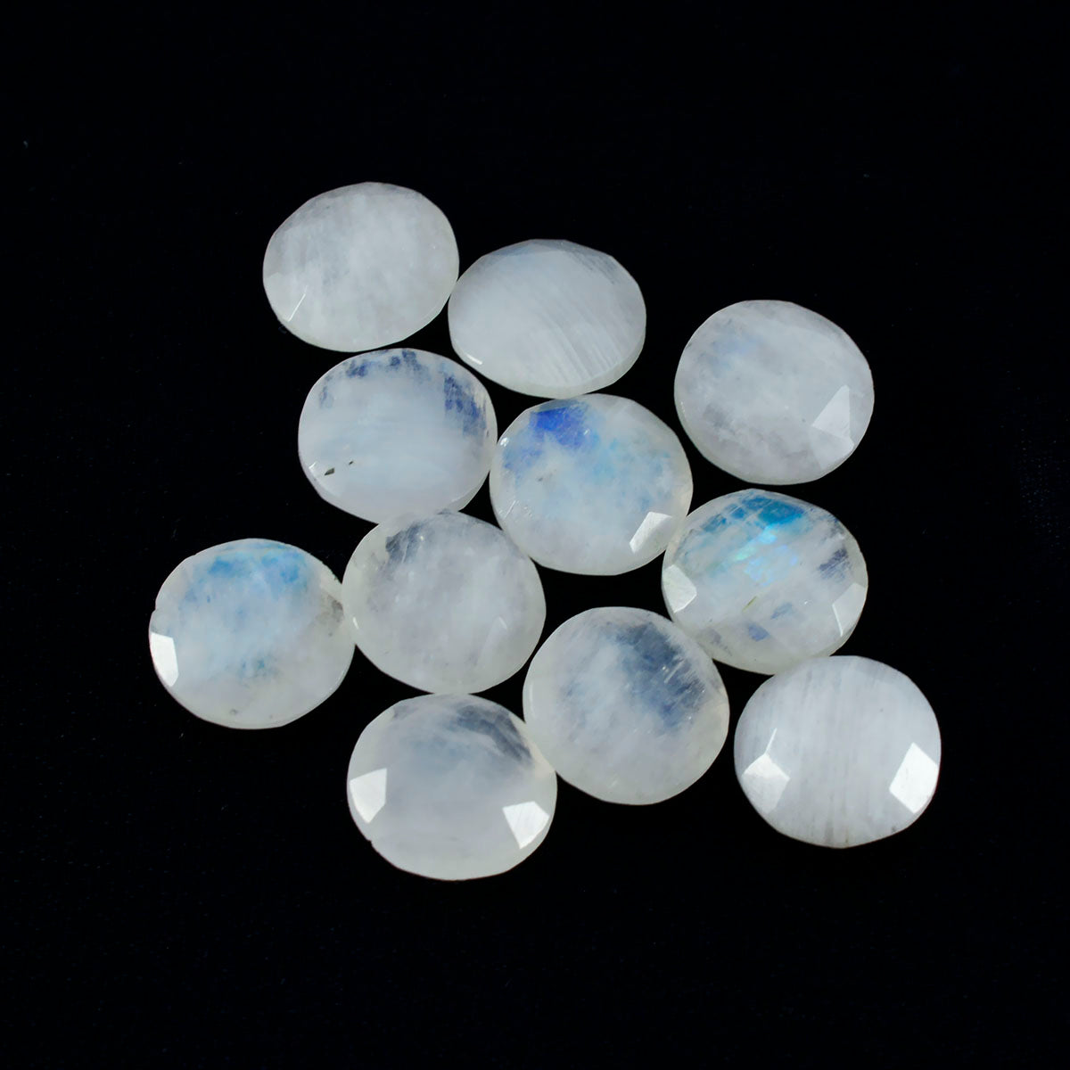 Rainbow Moonstone 1PC Small 8x8 MM Round Faceted White Luster Semi Precious Loose Gemstones