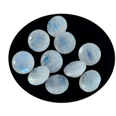 Rainbow Moonstone 1PC Medium 9x9 MM Round Faceted White Lustrous Semi Precious Gems