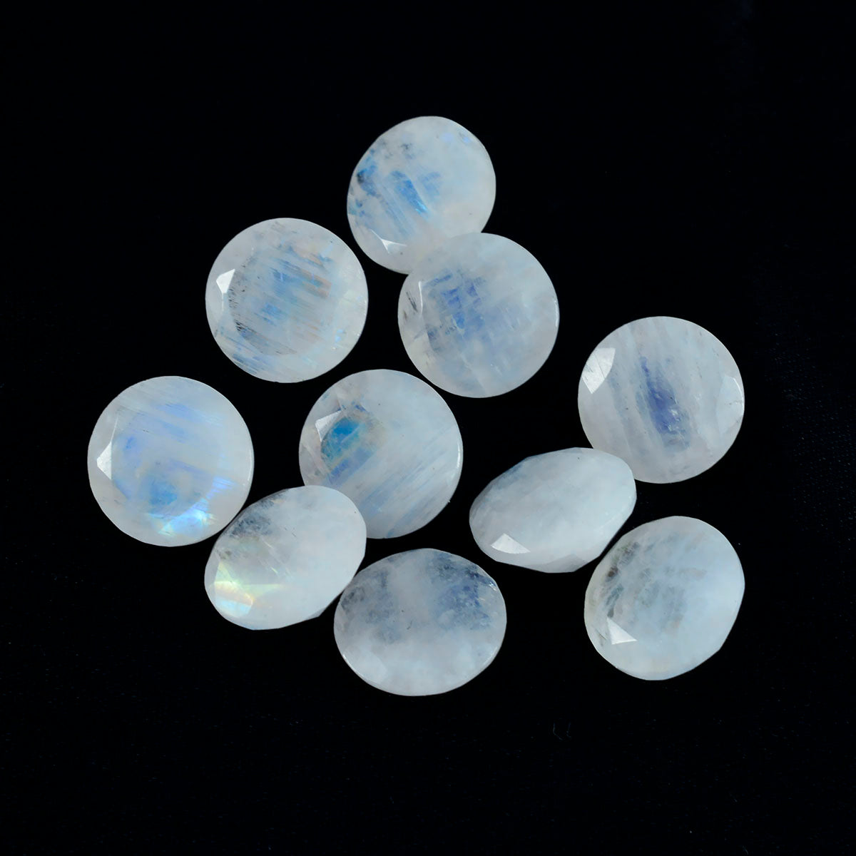 Rainbow Moonstone 1PC Medium 9x9 MM Round Faceted White Lustrous Semi Precious Gems