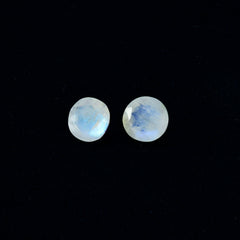 Rainbow Moonstone 1PC Chunky 14x14 MM Round Faceted White Genuine Semi Precious Loose Gems