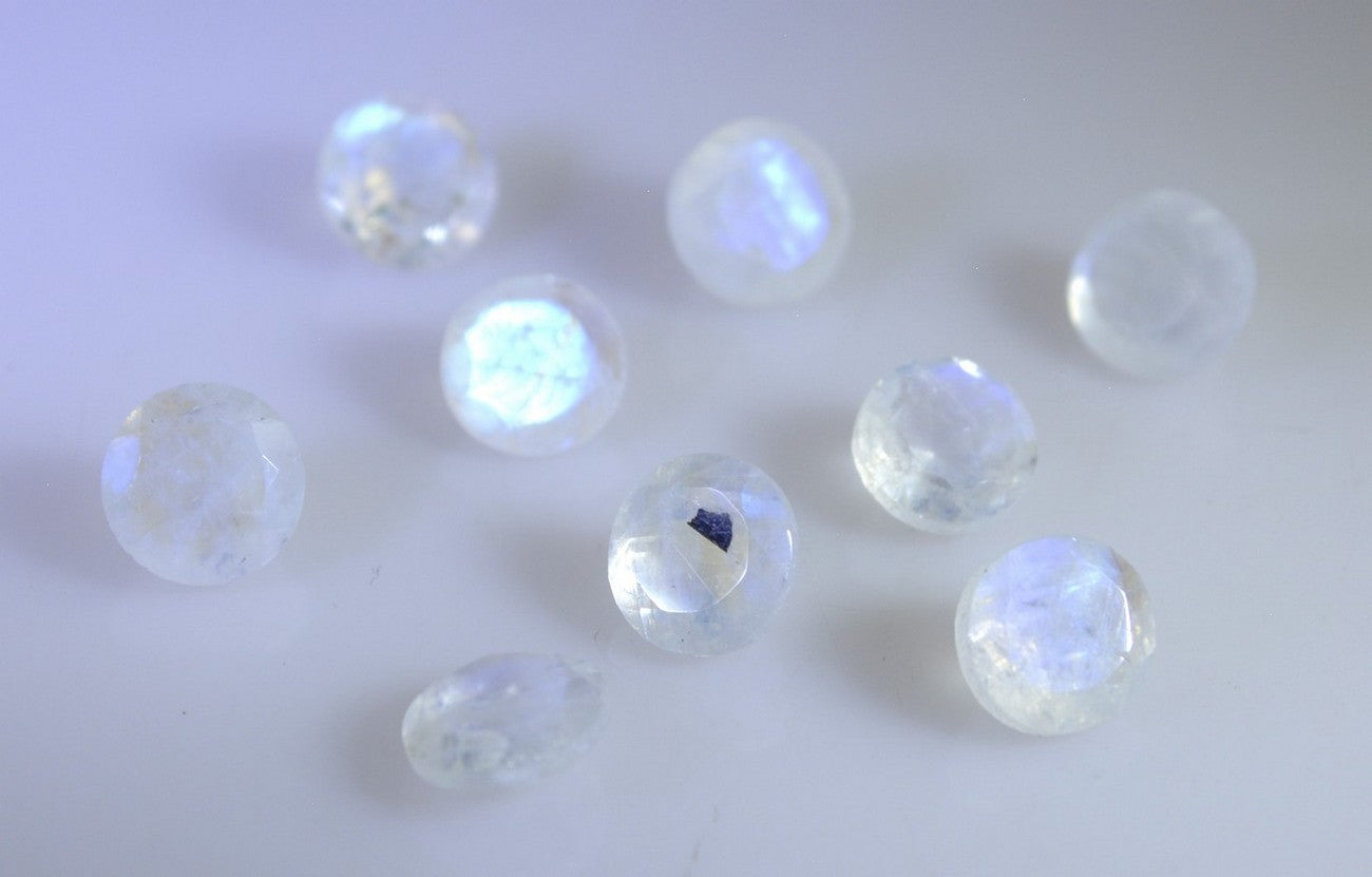 Rainbow Moonstone 10PC Tiny 3x3 MM Round Faceted White Fiery Semi Precious Loose Gemstone