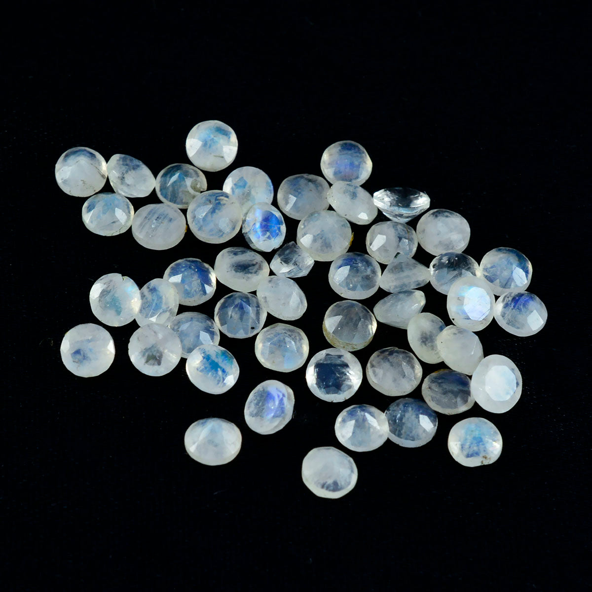 Rainbow Moonstone 10PC Tiny 4x4 MM Round Faceted White Brilliant Semi Precious Loose Gemstones