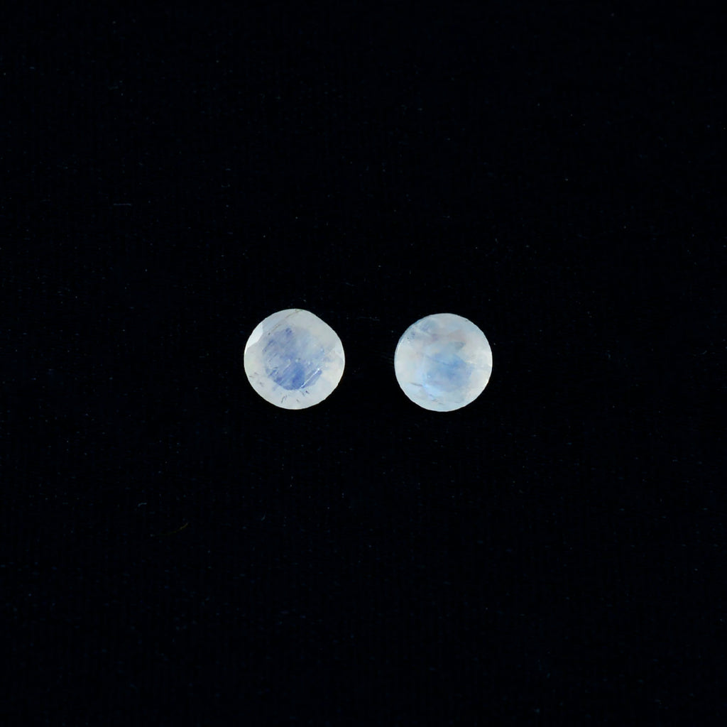 Rainbow Moonstone 10PC Tiny 5x5 MM Round Faceted White Sparkling Semi Precious Gems