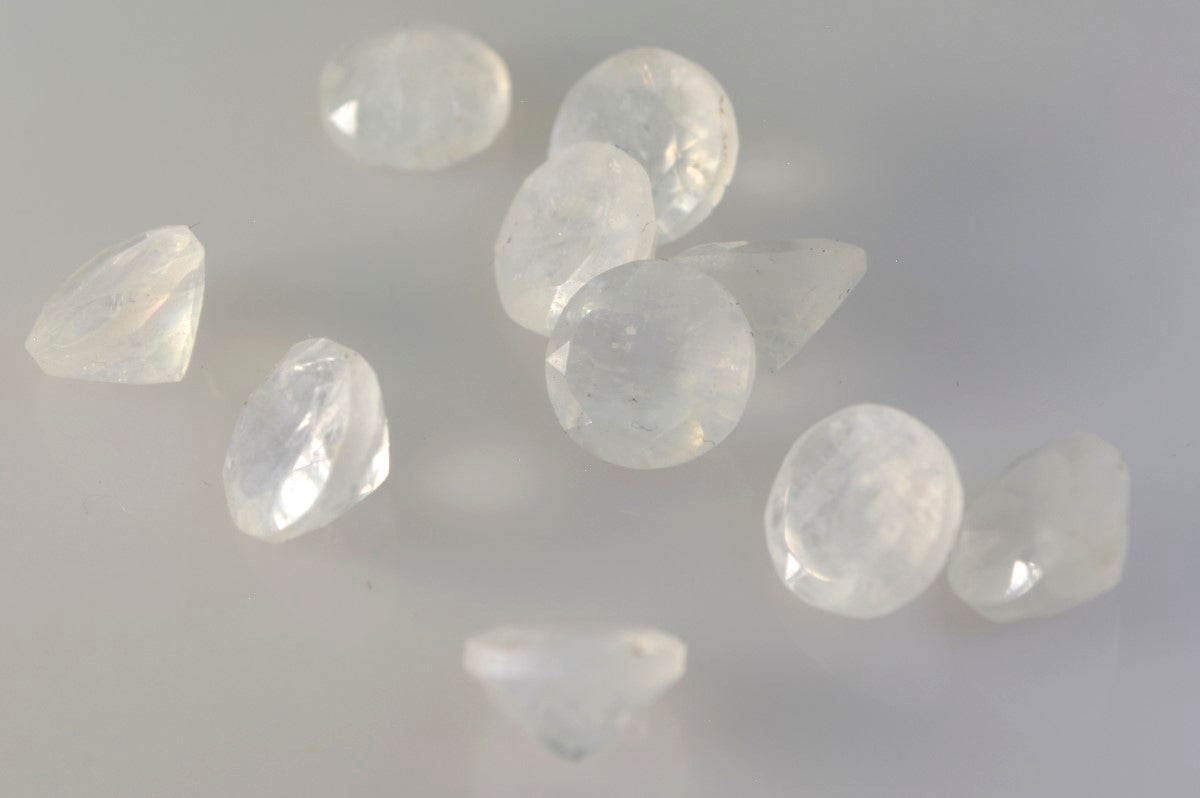 Rainbow Moonstone 1PC Tiny 6x6 MM Round Faceted White Polished Semi Precious Loose Gems