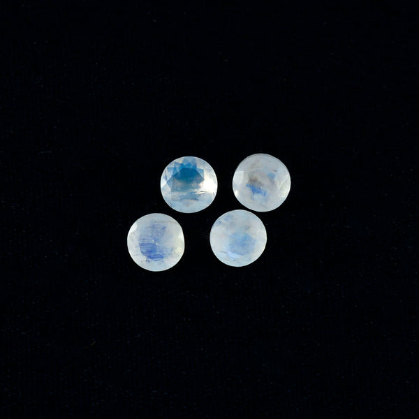 Regenbogen-Mondstein, 1 Stück, klein, 7 x 7 mm, rund, facettiert, weiß, herrlicher Halbedelstein, loser Edelstein