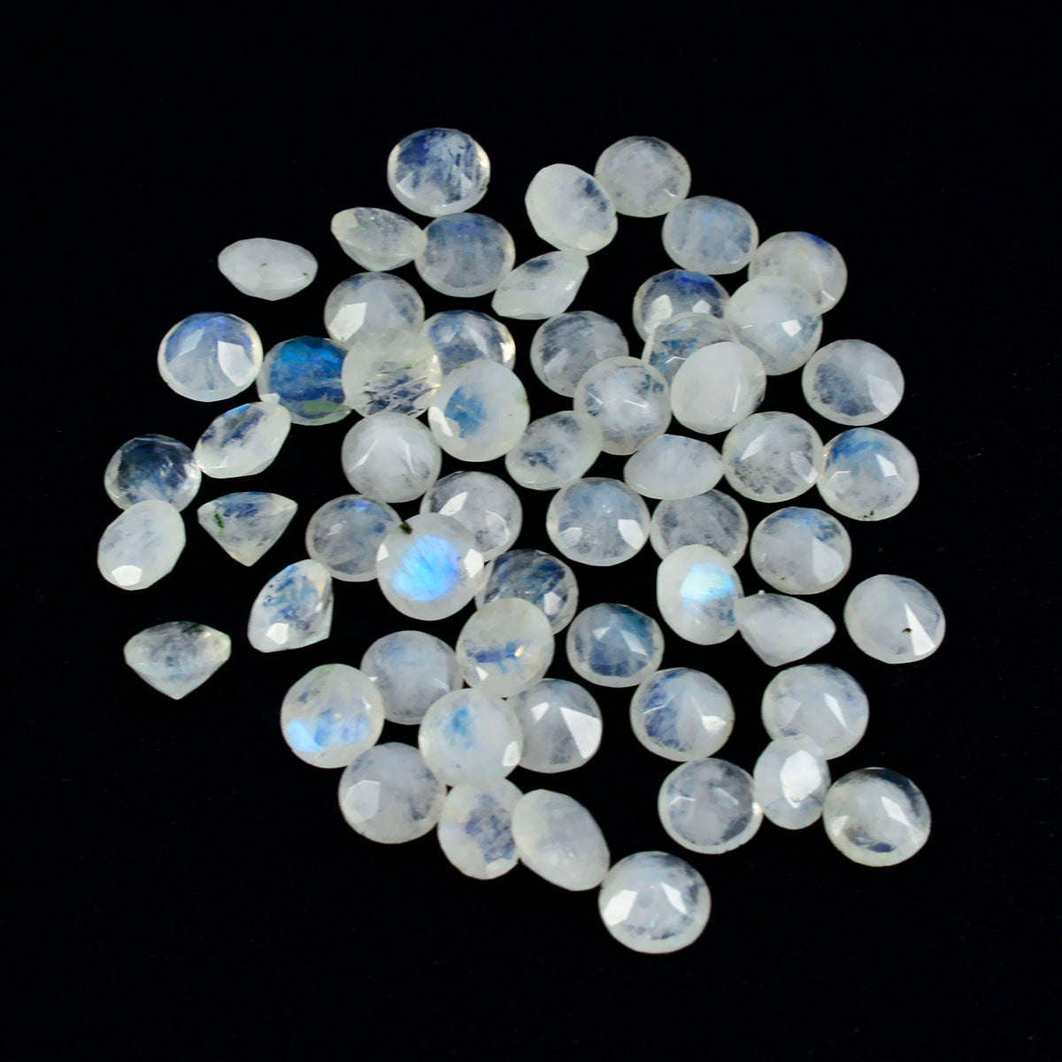Rainbow Moonstone 1PC Small 8x8 MM Round Faceted White Luster Semi Precious Loose Gemstones Hoofdafbeelding