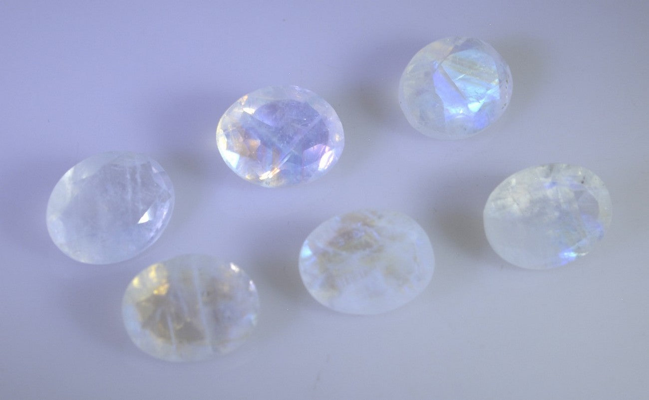 Rainbow Moonstone 1PC Medium 9x9 MM Round Faceted White Lustrous Semi Precious Gems