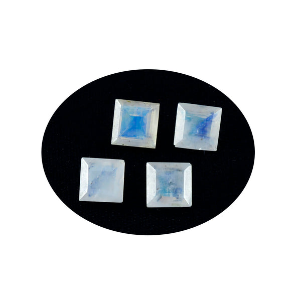 Rainbow Moonstone 1PC Large 10x10 MM Square Faceted White Shine Semi Precious Loose Gems
