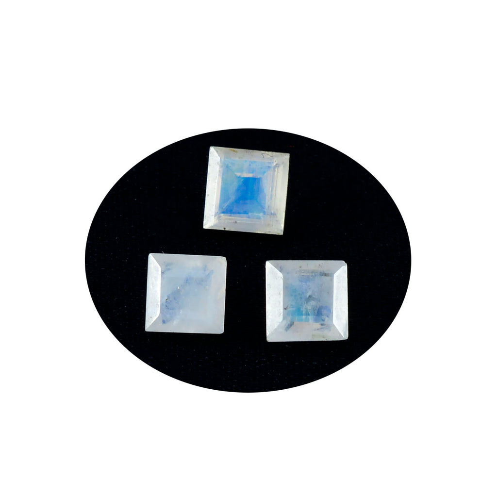Rainbow Moonstone 1PC Large 11x11 MM Square Faceted White Fine Semi Precious Loose Gemstone