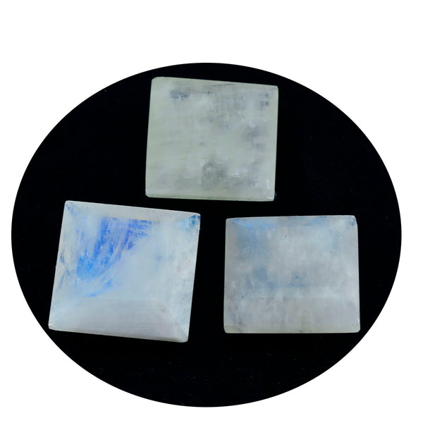 Rainbow Moonstone 1PC Chunky 14x14 MM Square Faceted White Genuine Semi Precious Loose Gems