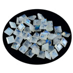 Rainbow Moonstone 10PC Tiny 4x4 MM Square Faceted White Brilliant Semi Precious Loose Gemstones