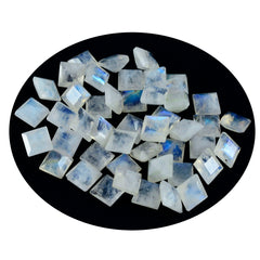 Rainbow Moonstone 10PC Tiny 4x4 MM Square Faceted White Brilliant Semi Precious Loose Gemstones
