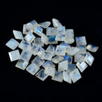 Rainbow Moonstone 10PC Tiny 4x4 MM Square Faceted White Brilliant Semi Precious Loose Gemstones
