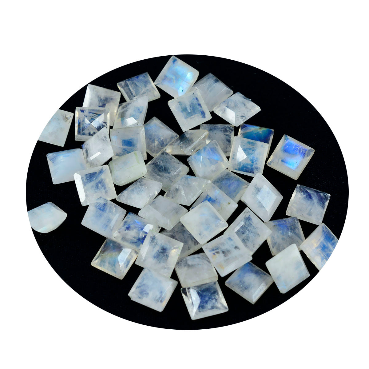 Rainbow Moonstone 1PC Tiny 5x5 MM Square Faceted White Sparkling Semi Precious Gems Sekundär produktbild