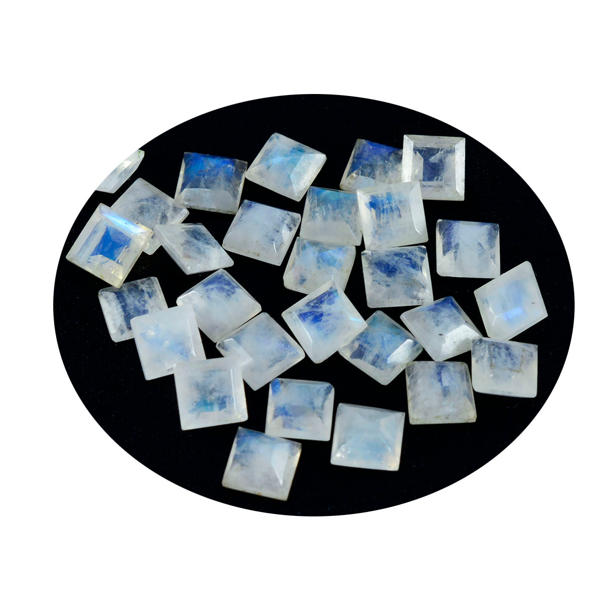 Rainbow Moonstone 1PC Tiny 6x6 MM Square Faceted White Polished Semi Precious Loose Gems