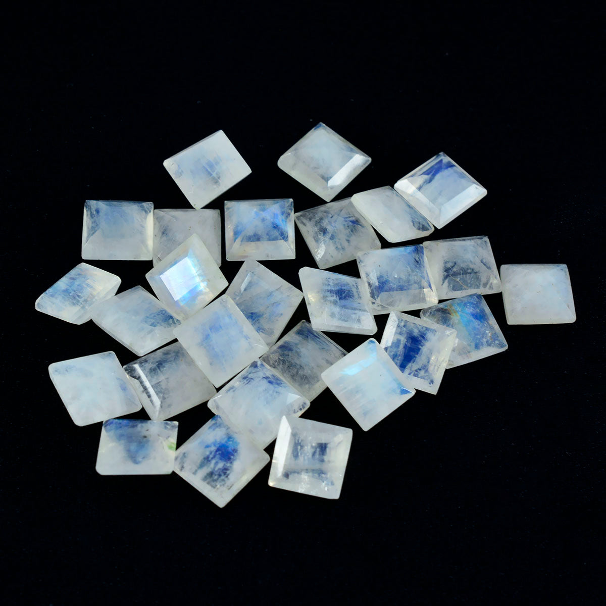 Rainbow Moonstone 1PC Medium 9x9 MM Square Faceted White Lustrous Semi Precious Gems
