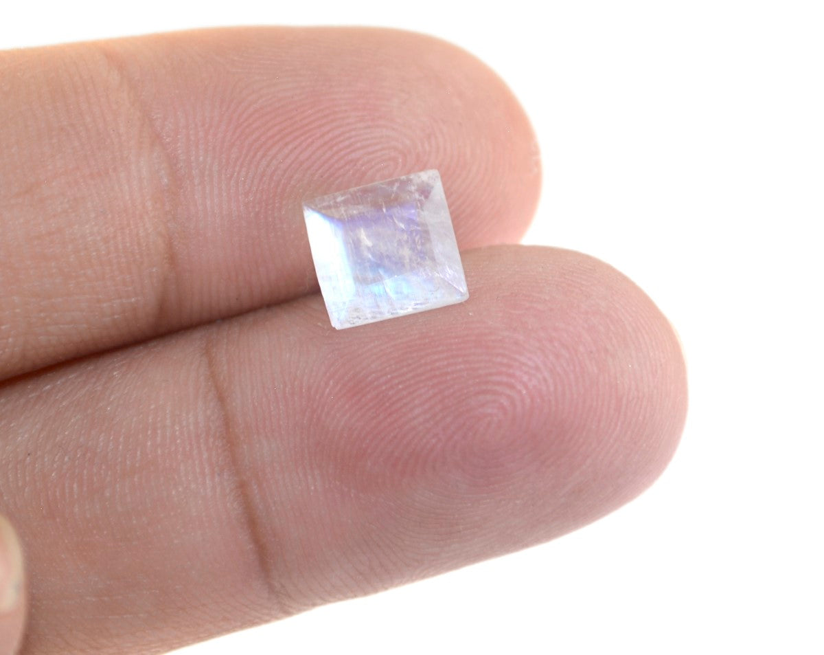 Rainbow Moonstone 1PC Large 10x10 MM Square Faceted White Shine Semi Precious Loose Gems