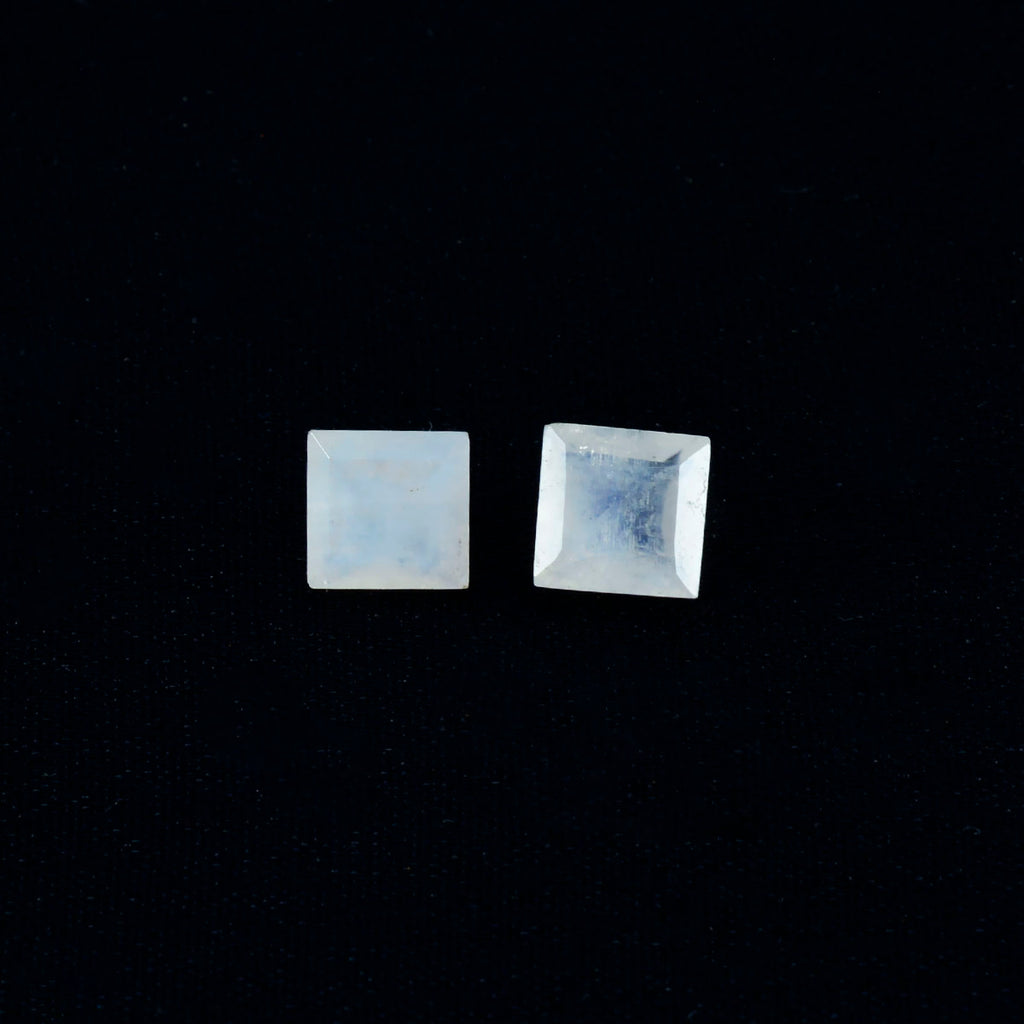 Rainbow Moonstone 1PC Large 11x11 MM Square Faceted White Fine Semi Precious Loose Gemstone