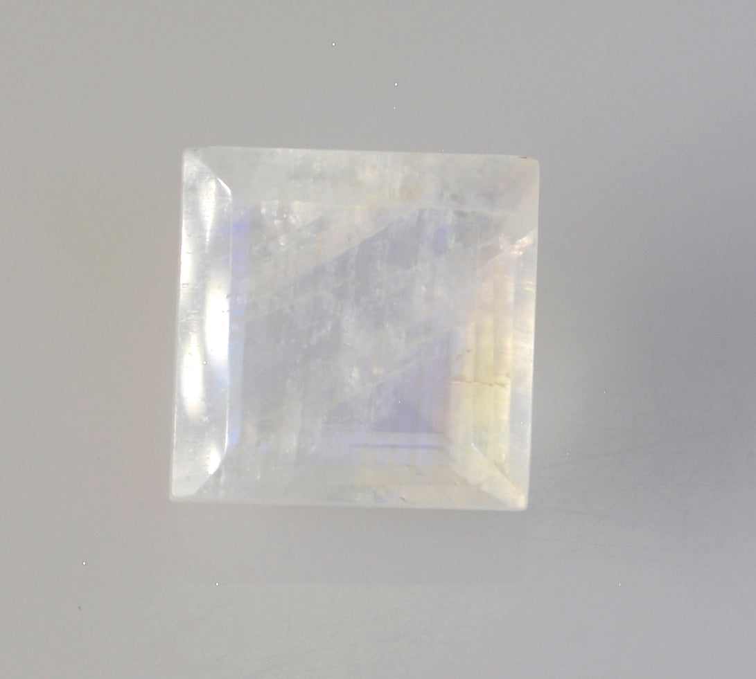 Rainbow Moonstone 1PC Large 12x12 MM Square Faceted White High Quality Semi Precious Loose Gemstones