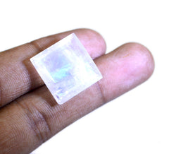 Rainbow Moonstone 1PC Chunky 15x15 MM Square Faceted White Superior Semi Precious Loose Gemstone