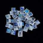 Rainbow Moonstone 10PC Tiny 4x4 MM Square Faceted White Brilliant Semi Precious Loose Gemstones
