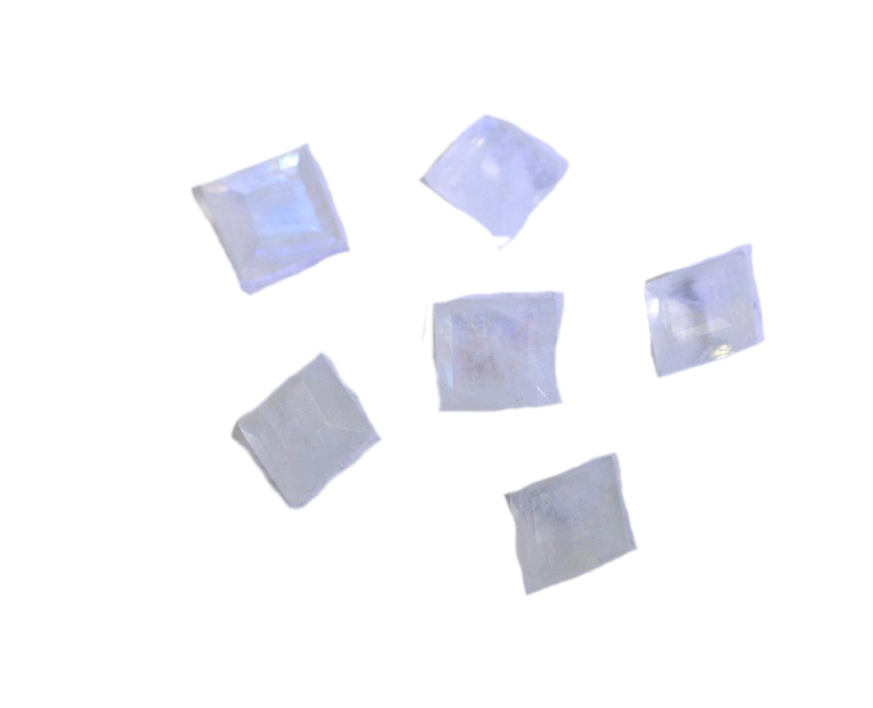 Rainbow Moonstone 10PC Tiny 4x4 MM Square Faceted White Brilliant Semi Precious Loose Gemstones
