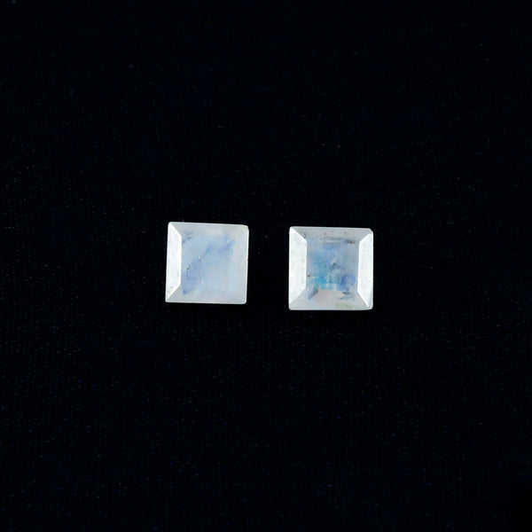 Rainbow Moonstone 1PC Tiny 6x6 MM Square Faceted White Polished Semi Precious Loose Gems