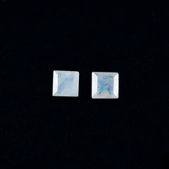 Rainbow Moonstone 1PC Tiny 6x6 MM Square Faceted White Polished Semi Precious Loose Gems