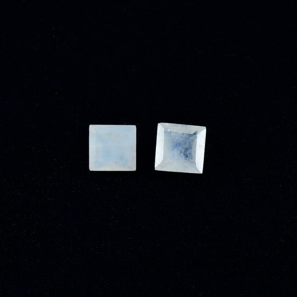 Rainbow Moonstone 1PC Small 7x7 MM Square Faceted White Splendid Semi Precious Loose Gemstone