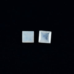 Rainbow Moonstone 1PC Small 7x7 MM Square Faceted White Splendid Semi Precious Loose Gemstone