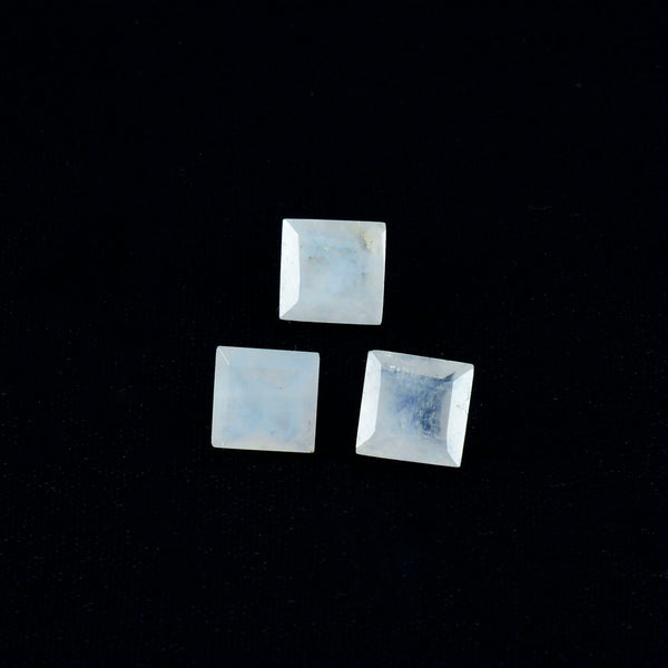 Rainbow Moonstone 1PC Small 8x8 MM Square Faceted White Luster Semi Precious Loose Gemstones