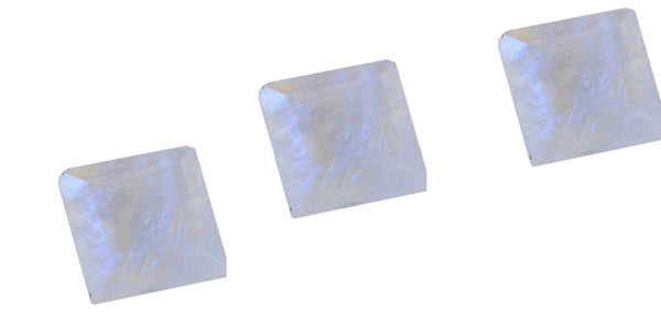 Rainbow Moonstone 1PC Medium 9x9 MM Square Faceted White Lustrous Semi Precious Gems