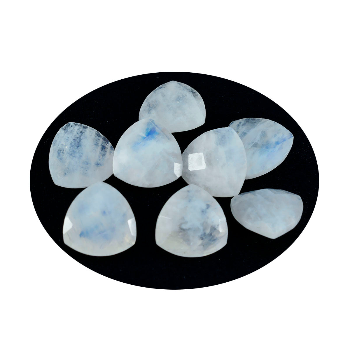 Rainbow Moonstone 10PC Tiny 5x5 MM Triangle Faceted White Sparkling Semi Precious Gems Immagine principale del prodotto