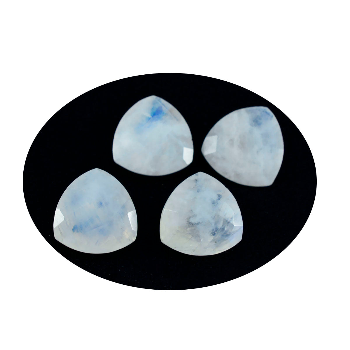 Rainbow Moonstone 1PC Medium 9x9 MM Triangle Faceted White Lustrous Semi Precious Gems Sekundär produktbild