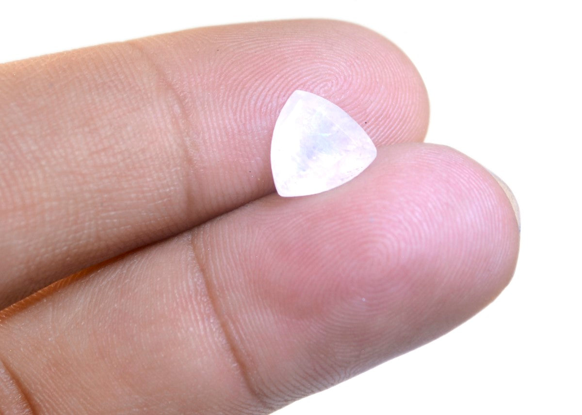 Rainbow Moonstone 1PC Large 10x10 MM Triangle Faceted White Shine Semi Precious Loose Gems