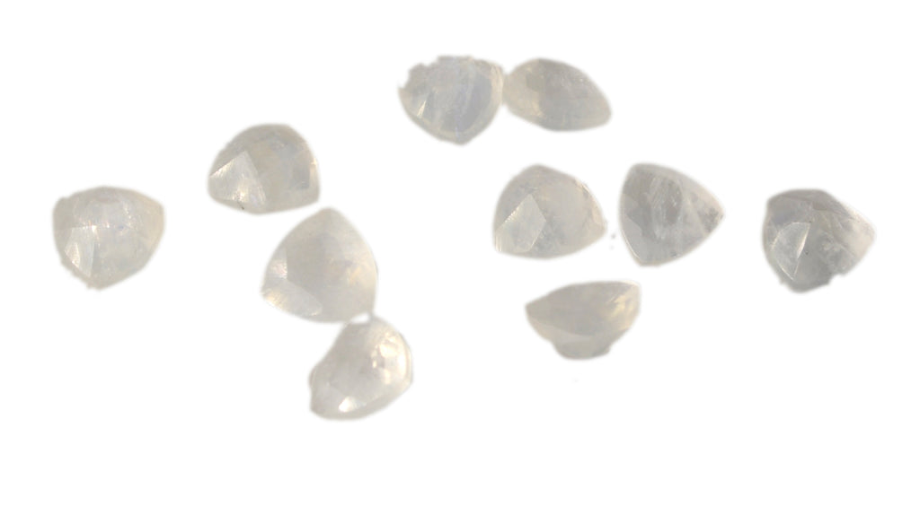 Rainbow Moonstone 10PC Tiny 3x3 MM Triangle Faceted White Fiery Semi Precious Loose Gemstone