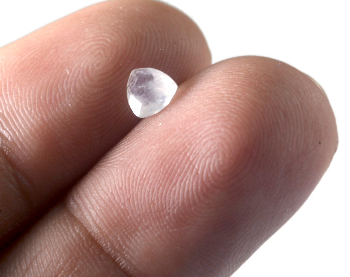 Rainbow Moonstone 1PC Tiny 6x6 MM Triangle Faceted White Polished Semi Precious Loose Gems