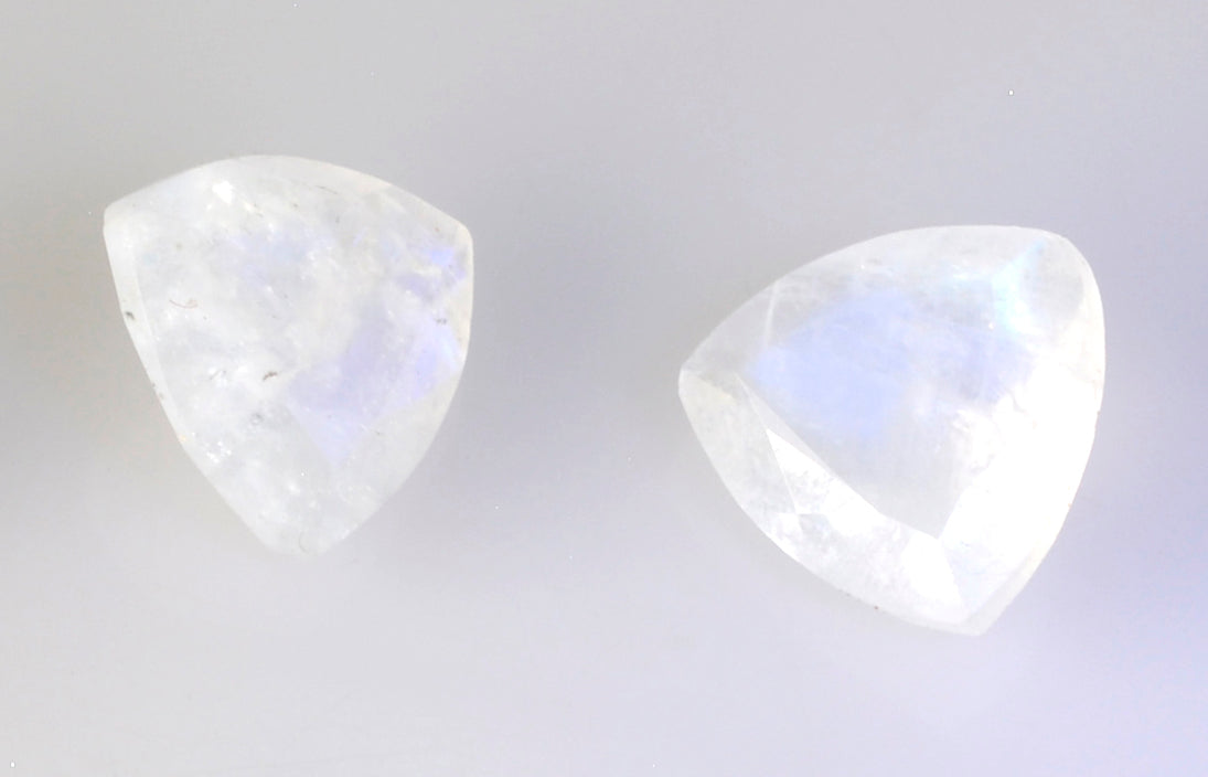 Rainbow Moonstone 1PC Small 8x8 MM Triangle Faceted White Luster Semi Precious Loose Gemstones