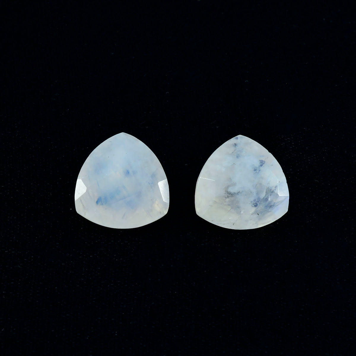 Rainbow Moonstone 1PC Medium 9x9 MM Triangle Faceted White Lustrous Semi Precious Gems
