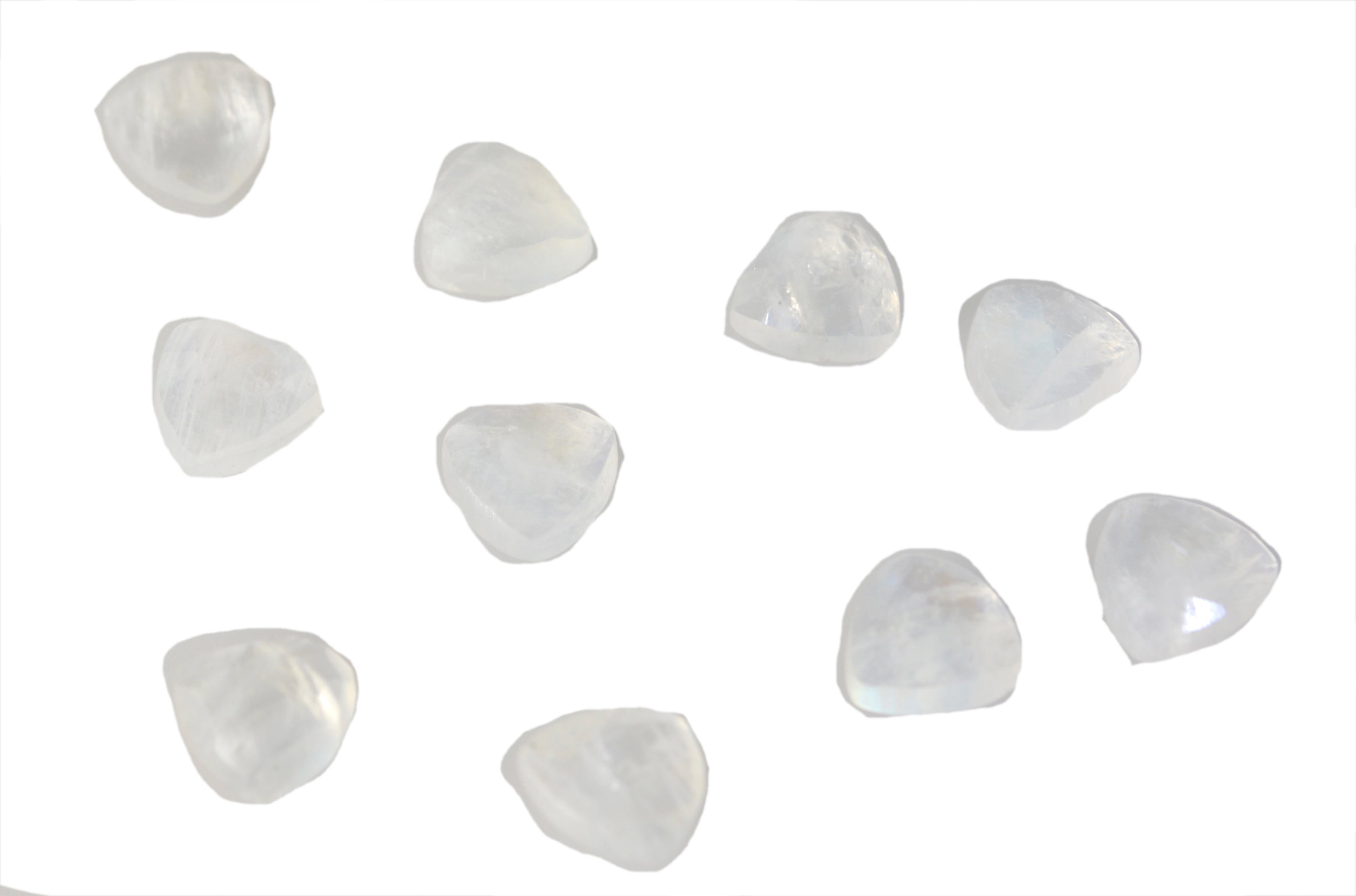 Rainbow Moonstone 1PC Medium 9x9 MM Triangle Faceted White Lustrous Semi Precious Gems