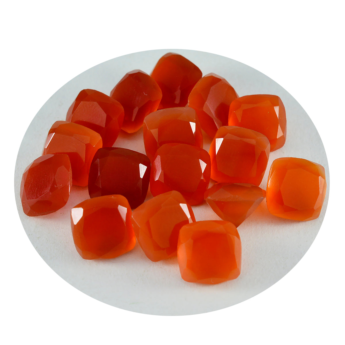 Red Onyx 10PC Tiny 3x3 MM Cushion Faceted Red Fiery Semi Precious Loose Gemstone Main image