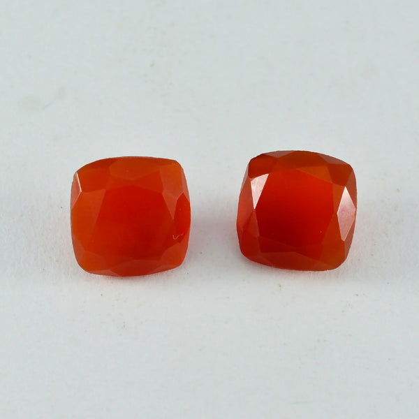 Red Onyx 1PC Small 8x8 MM Cushion Faceted Red Luster Semi Precious Loose Gemstones