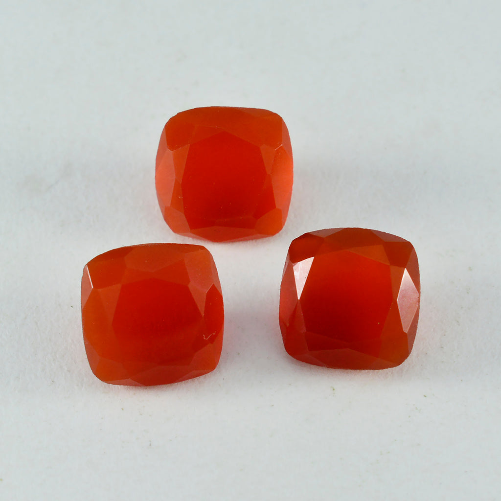 Red Onyx 1PC Large 10x10 MM Cushion Faceted Red Shine Semi Precious Loose Gems