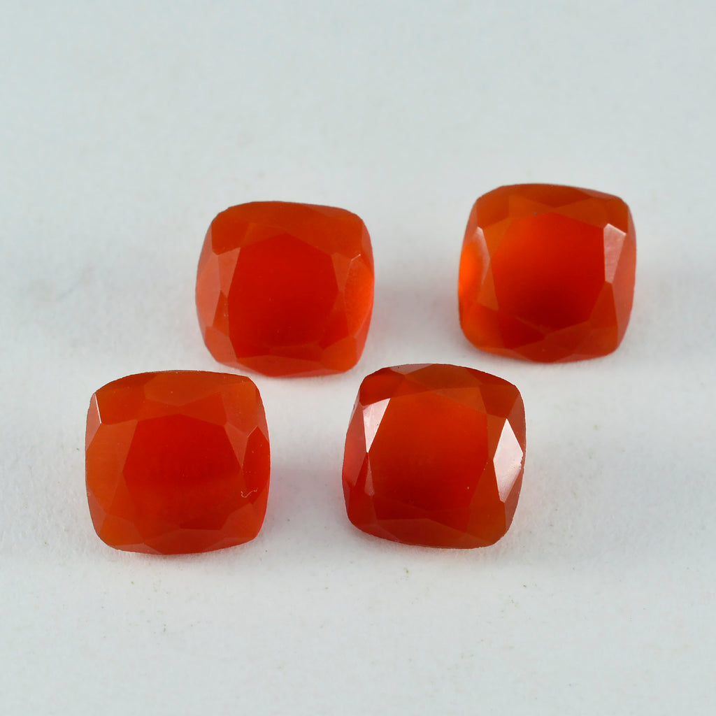 Red Onyx 1PC Medium 9x9 MM Cushion Faceted Red Lustrous Semi Precious Gems