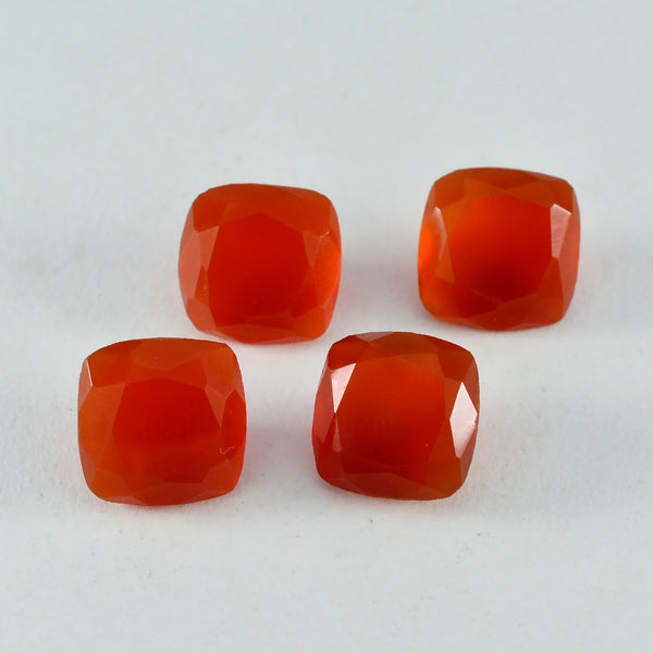 Red Onyx 1PC Medium 9x9 MM Cushion Faceted Red Lustrous Semi Precious Gems