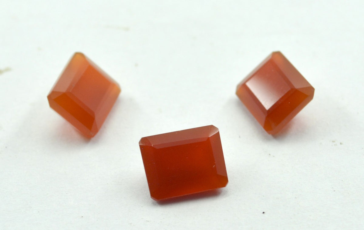 Red Onyx 1PC Medium 8x10 MM Emerald Faceted Red Lustrous Semi Precious Loose Gemstone