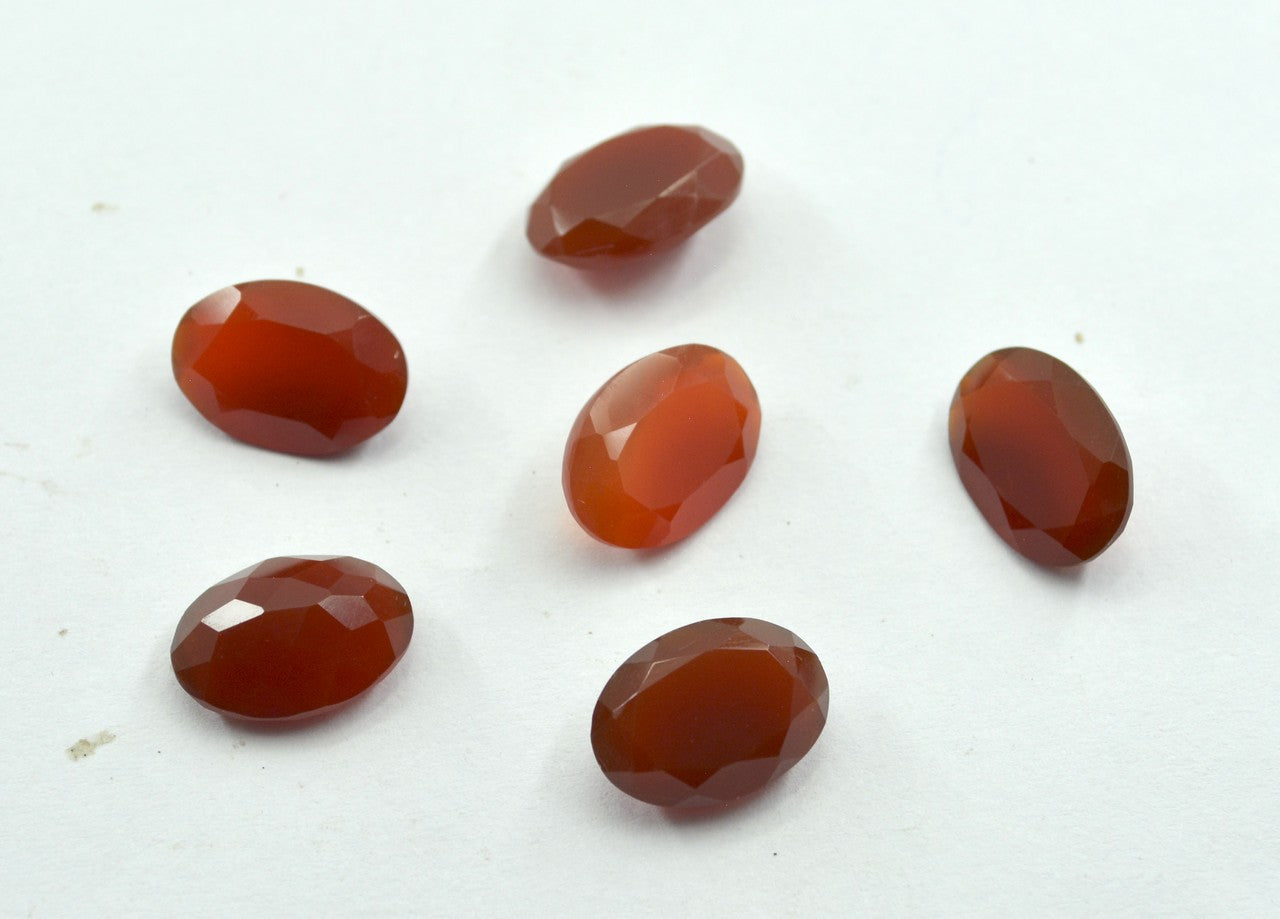 Red Onyx 1PC Tiny 5x7 MM Oval Faceted Red Polished Semi Precious Loose Gems