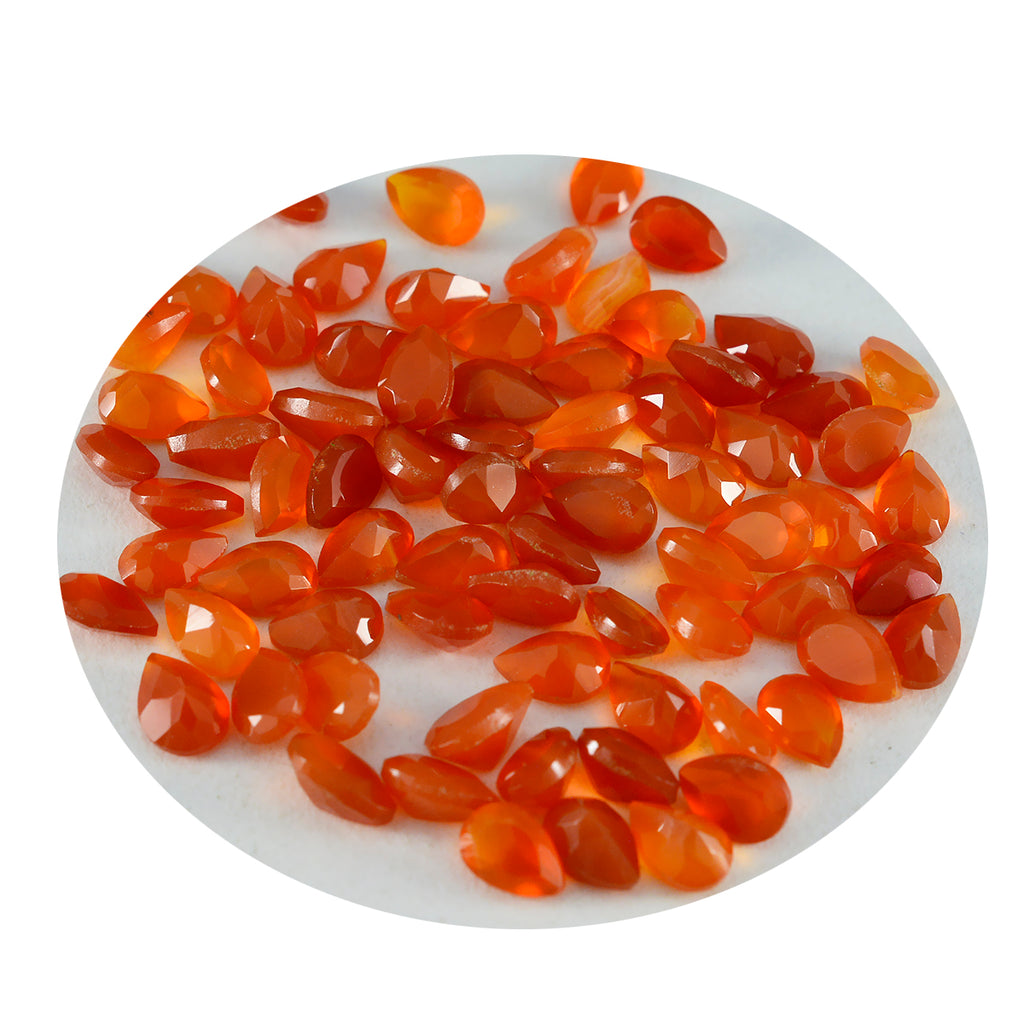 Red Onyx 1PC Tiny 5x7 MM Pear Faceted Red Pure Semi Precious Loose Gemstones